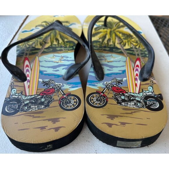 Beach Theme Flip Flops Sandals Men's Size Large (Brand Unknown) - Picture 13 of 16